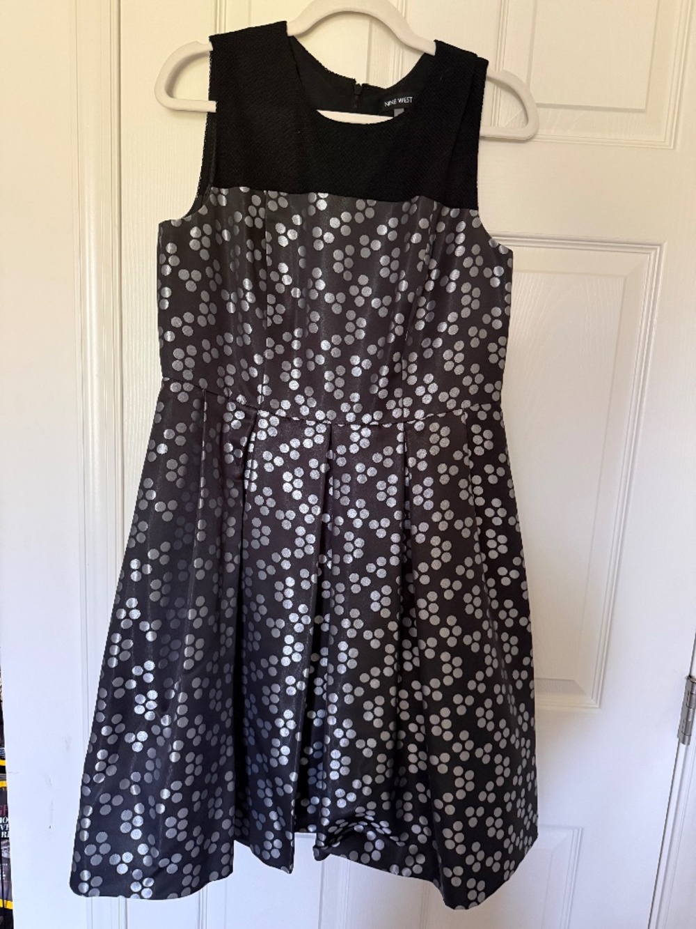 Silver and Black Nine West Polka Dot Party Dress